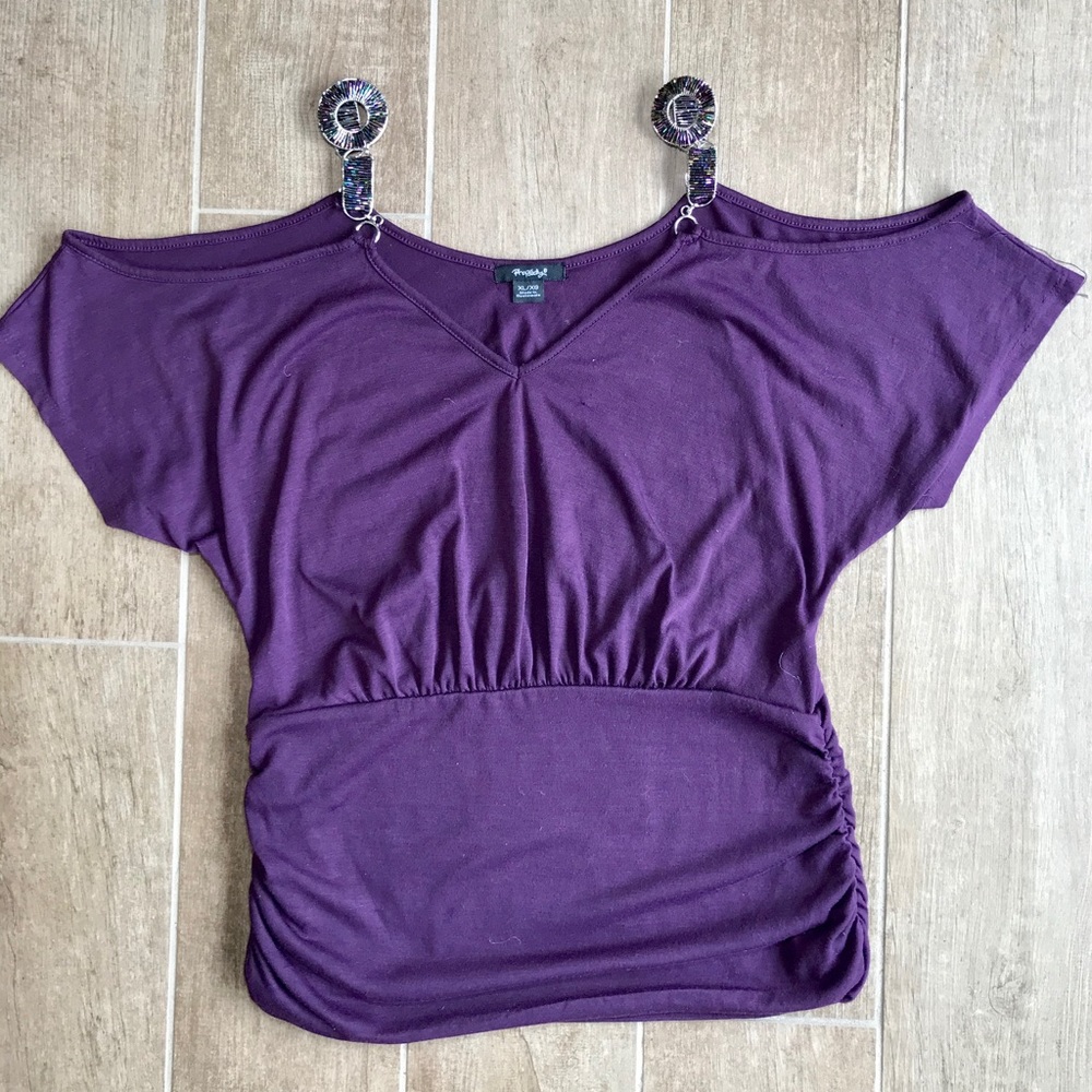 Women’s purple off shoulder top